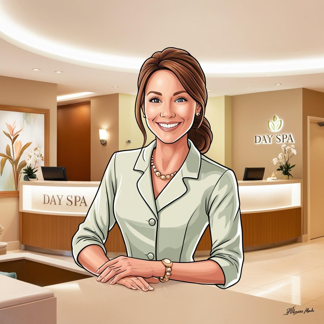 day spa receptionist drawing